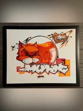 Original Art by Independent Artist Framed Mixed Media Drawing 11x14
